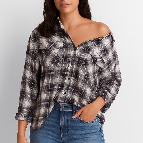 American Eagle | Ahh-mazingly Soft Oversized Flannel Shirt | Size Large - Picture 1 of 7